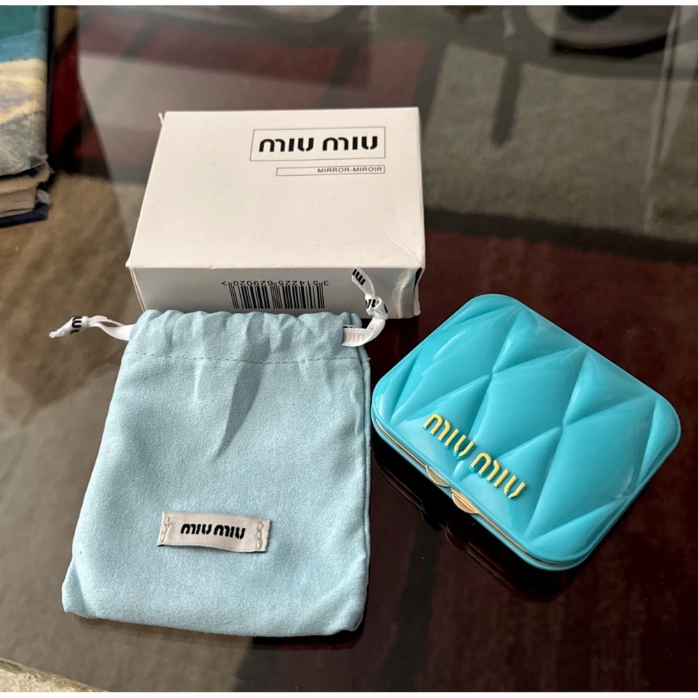 Miu Miu Turquoise Quilted Purse Mirror